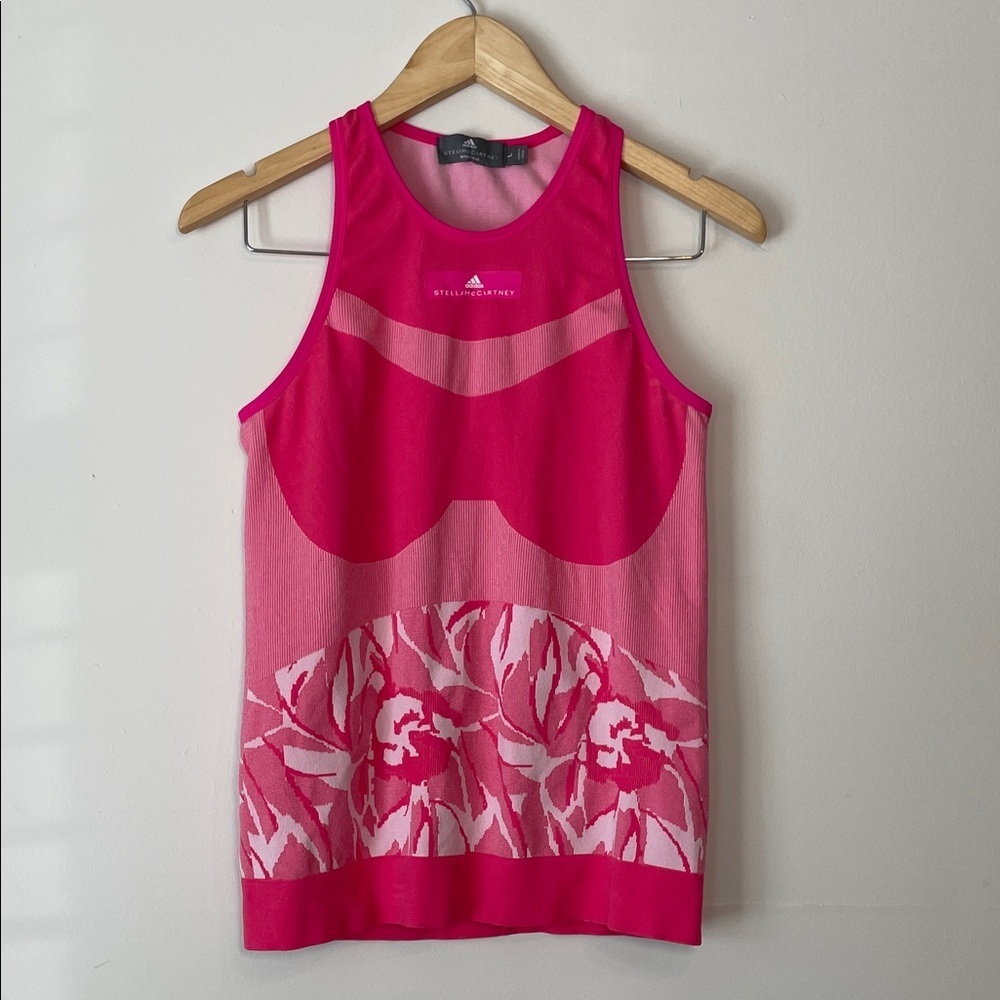 Adidas by Stella McCartney Women's Seamless Floral Tank Top Hot Pink L